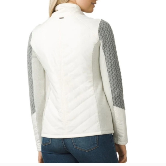 Prana Zinnia white and gray quilted wool sleeve water resistant zip up jacket si - Picture 3 of 10